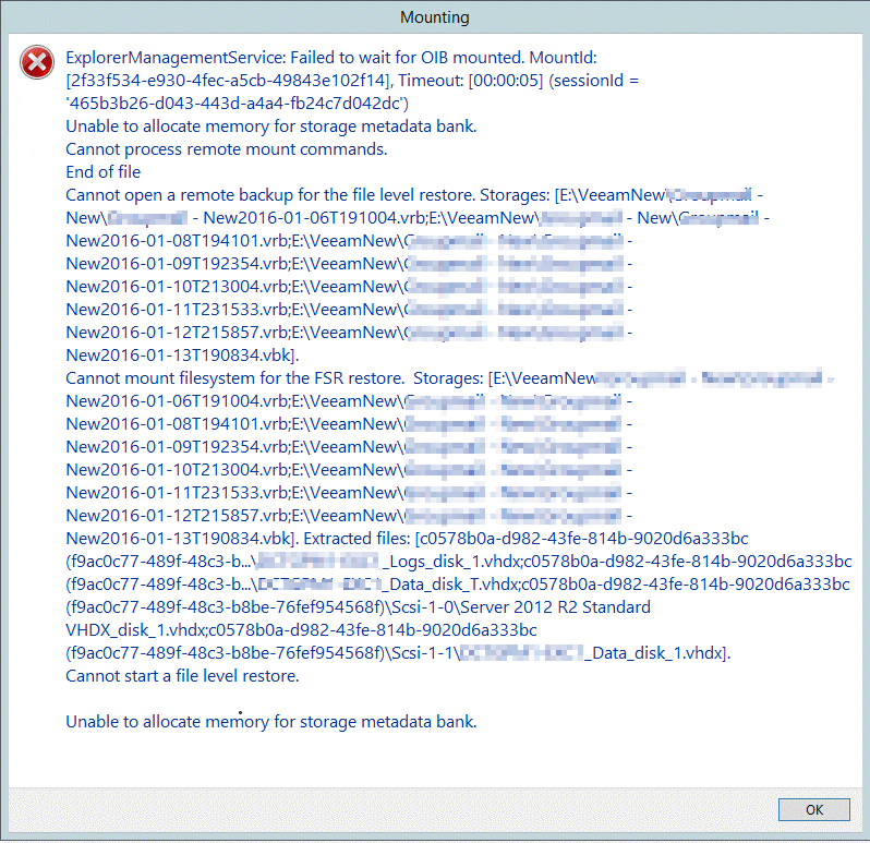 Unable to allocate memory error